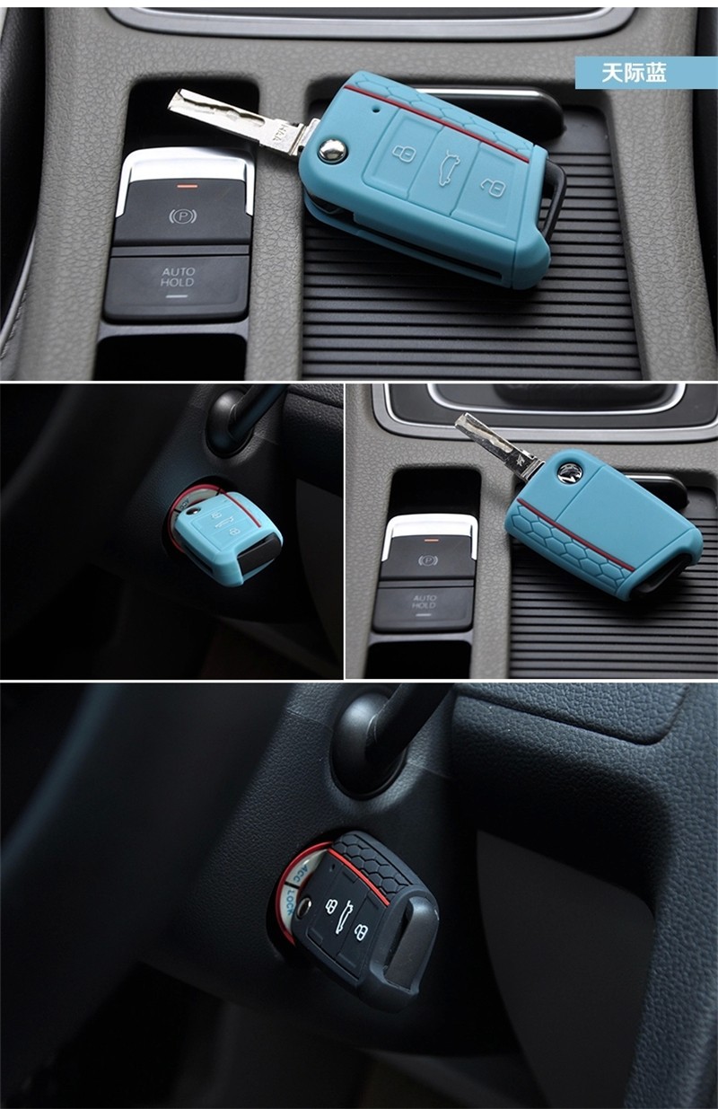 Car Accessories Key Case Key Bag Key Cover For Volkswagen VW Golf 7 mk7 Skoda Octavia A7 Silicone Key Portect Case1pc per set (6)