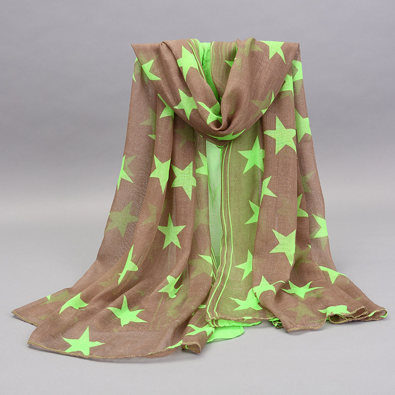 Estrella gasa impresión mujer bufandas mantón largo del abrigo de marca Hijab musulmán Desigual mujeres Foulard