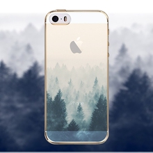 For iPhone 5 5S Phone Case Cover Silicon Beautiful Tree Scenery Painted Soft Ultra Thin Mobile Phone Shell Back Case