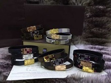 Free shipping leather classic pattern rose gold stainless steel leather bracelet bracelet Women color 18k gold titanium