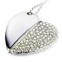Free shipping 16GB USB 2.0 heart shap ultra thin USB Memory Stick Flash Pen Drive necklace usb flash memory
