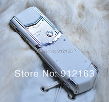 2015 BEST QUALITY SIGNATURE S DESIGN POLISHED STAINLESS STEEL WHITE LEATHER LUXURY MOBILE PHONE FREE SHIPPING