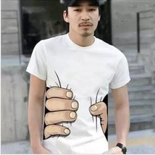 Fashion big hand T shirts men clothes Printed Hot 3D visual creative personality spoof grab your cotton T-shirt XXXL tops free