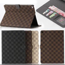 For Apple iPad Air 2 case Plaid Design Business PU Leather Protective Skin for iPad 6 Cover With Card Holder Tablet Accessories