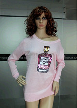 2015 Wildfox Love Potion Sequined sweater perfume bottle sweater knit shirt Free shipping New Hot Sale