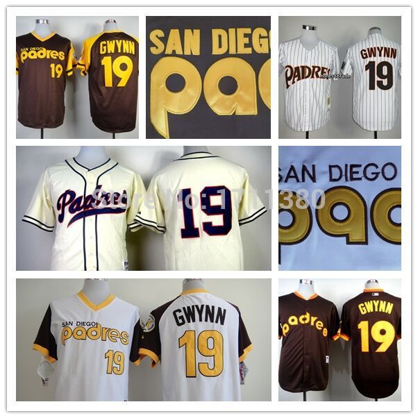 SanDiegoPadresthrowbackjerseymens19TonyGwynnjerseyRetro