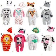 2016 new newborn clothing baby boys clothes baby girl romper cartoon casual jumpsuit multicolored hats clothing sets