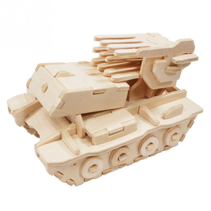 Ceative 3D Three dimensional Wooden Tank Style Jigsaw Puzzle Toys for Children Kid Handmade Wood