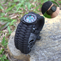 2016 New 9 Paracord Survival Bracelet Camping Compass Flint Fire Starter Whistle Gear Kit H1E1