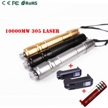 New Upgarde Professional 10000mw 305 Laser Pointer Waterproof High Power Lazer Burning Presenter With Charger and Battery