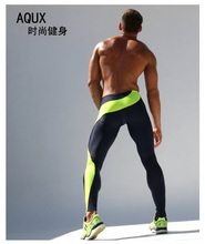 New Style Sexy AQUX Men’s Workout Elastic Gym Sports Running Tight Pants Trousers Polyester Casual Pencil Sweatpants # AQ08