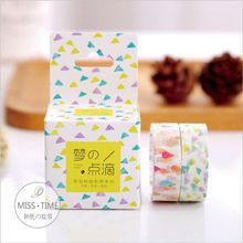2Pcs/Pack Colorful Water Drops Triangle Star Washi Tape Adhesive DIY Diary Decorative Scrapbooking Sticker Label Masking Tape