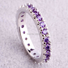 Vogue Simple Rings Puyple Amethyst Enchanting Cute 925 Silver Band Ring Size 6 7 8 9