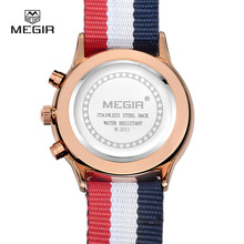 MEGIR casual chronograph military water resistant quartz watch men luminous canvas strap wristwatch 2011 free shipping