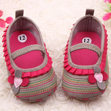 Sweet Newborn Baby Girl Flower Ruffled Shoes Toddler Soft Bottom Crib Walk Shoes Free Shipping