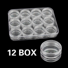W7Tn 12 Nail Art Accessories Powder Paillette Rhinestone Empty Storage Pot Box case Plastic