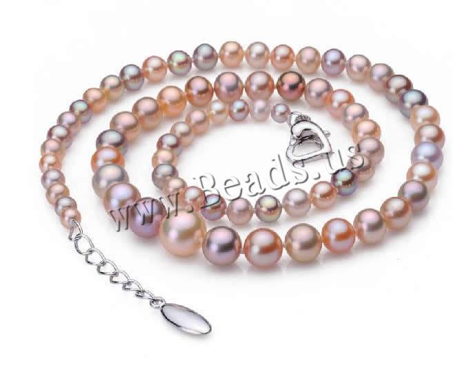 Free shipping!!!Natural Freshwater Pearl Necklace,sale, brass lobster clasp, with 3cm extender chain, Round, graduated beads