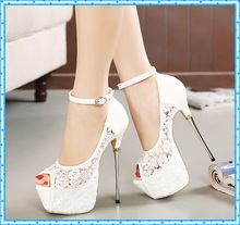 women summer sandals lace pumps women party shoes platform pumps white wedding shoes stiletto heels open toe dress shoes D114