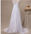 2017 Charming Beaded Sweetheart Sexy Back Ivory Chiffon Beach Floor Length Wedding dress corset Dresses