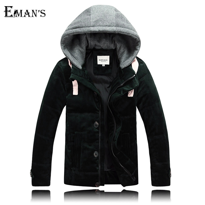 Velvet Winter Coat Men Warm Down Jackets Size M 2XL Fashion Slim Fit Mens Casual Outdoor