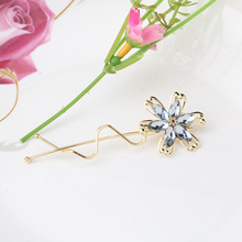 1PC New Wave Pattern Flower Rhinestones Hair Pin Spring Barrette Hairpins Wave Crooked Hair Clip Hair Accessories