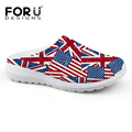 2016 New Novelty Summer Clogs Sandals Women Mesh Sandalia UK USA Flag Printed Sandalias Flat Slipper