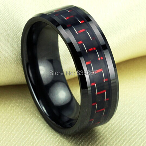 Red carbon fiber wedding ring