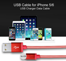New Colorful 1M Braided USB Charger Data Cable for iPhone 5 USB Cable For iPhone 6