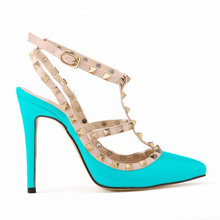 Wholesale sale! New Brand Pointed Toe Rivets Shoes Woman High Heels Shoes Fashion Sexy Women Pumps Women Sandals US Size4-11
