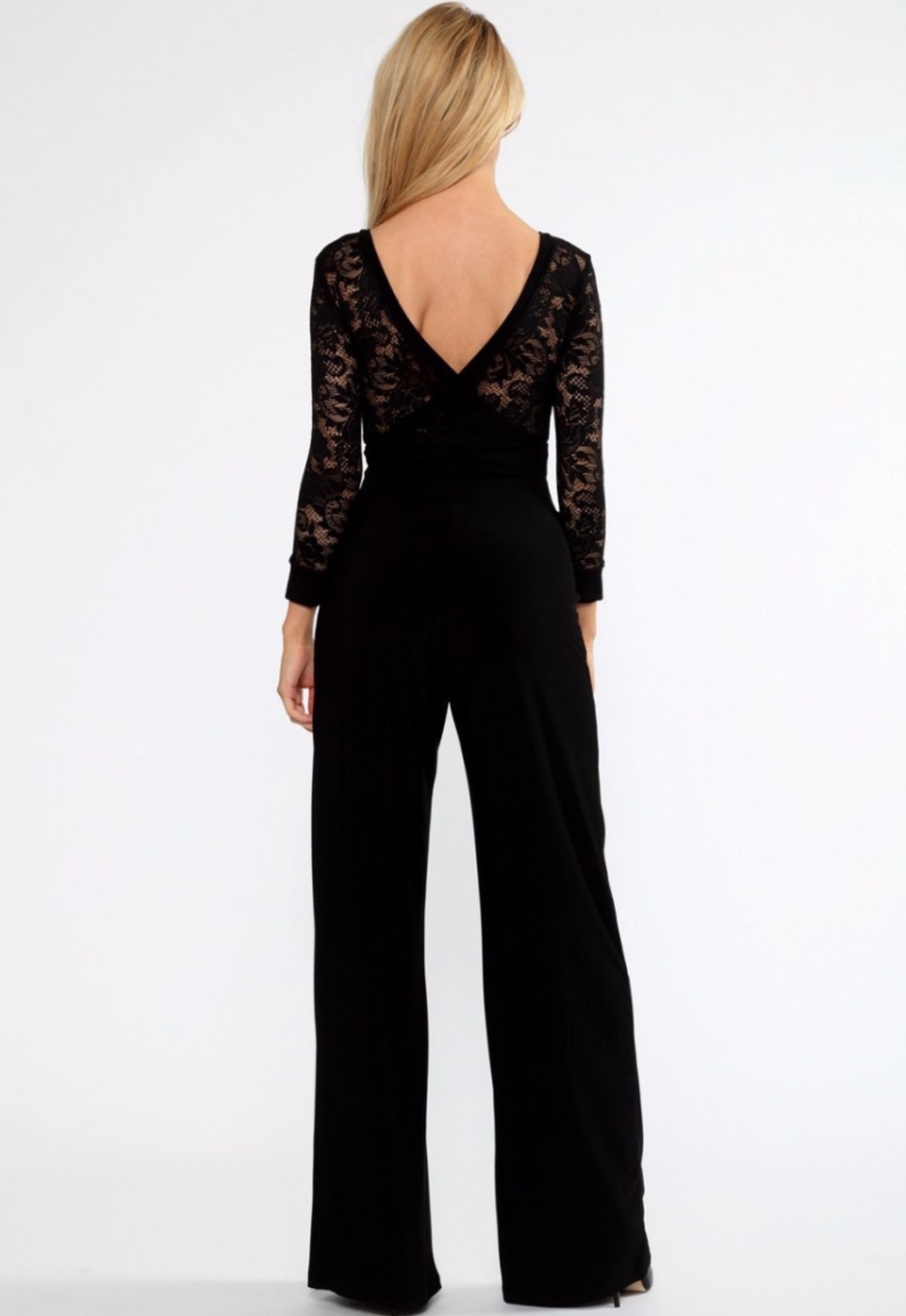 Black-Flared-Pant-Lace-Sleeve-Jumpsuit-LC6424-3