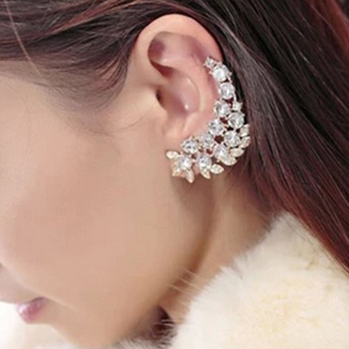 2015 New Fashion Statement Elegant Vintage Punk Gothic Crystal Rhinestone Ear Cuff Wrap Clip Earrings Cai0621