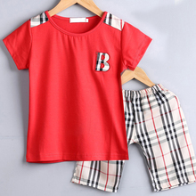 Hot sale clothing set summer cotton boys clothes casual t shirt and fashion pants children suit