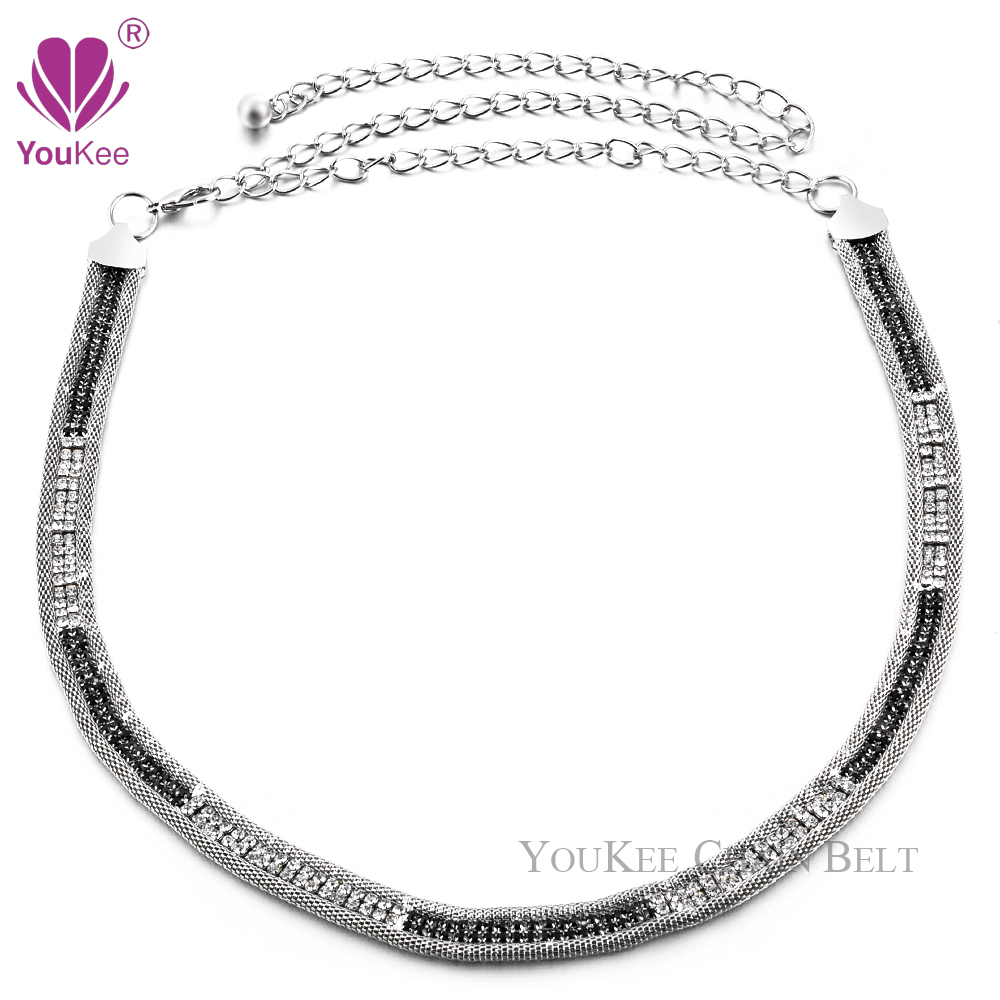 36pcs/lot Rhinestone Chain Belt Silver Plated Crystal Adjustable Waist Chains Belts Accessories ...