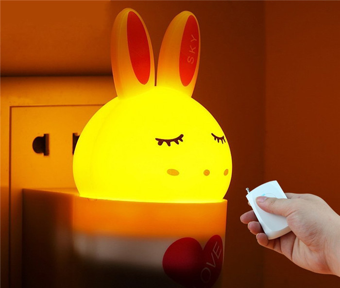 Mini Lovely rabbit wireless remote control sensing night light Perfect for infant children sleeping popular in 20151