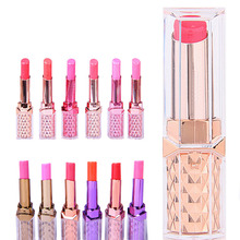 1pcs Women Sexy Lipstick Crystal Clear Box Long Lasting Lip Gloss Balm Makeup Beauty Tools 12 Colors Free Shipping