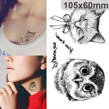 Disposable 3D Tattoo Waterproof Tattoo Sticker Paiting Brush Drawing Owl Letter Design Large Temporary Tattoo Stickers New Tary