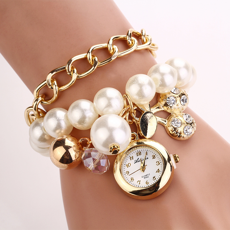 2015 New electronic style women dress watches pearl with watch luxury design elegant quartz watch xr577