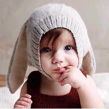 Spring Autumn Baby Girls Boys Knitted Hats Infant Cute Rabbit Long Ear Hat Soft Crochet Baby Bunny Hats Baby Bonnet Photo Props