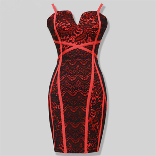 Free shiipping New arrival sexy club dress 2015 black &red sleeveless spaghetti strap bodycon elegant summer HL bandage dresses