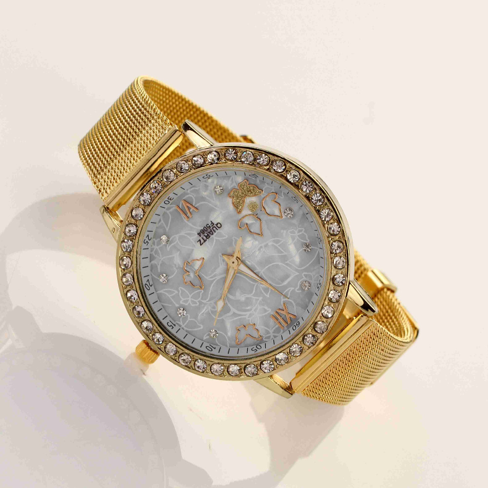 2015 Golden Face Luxury Style Man Watch Quartz Wrist Watch Butterfly Watches Mens Watches Top Brand