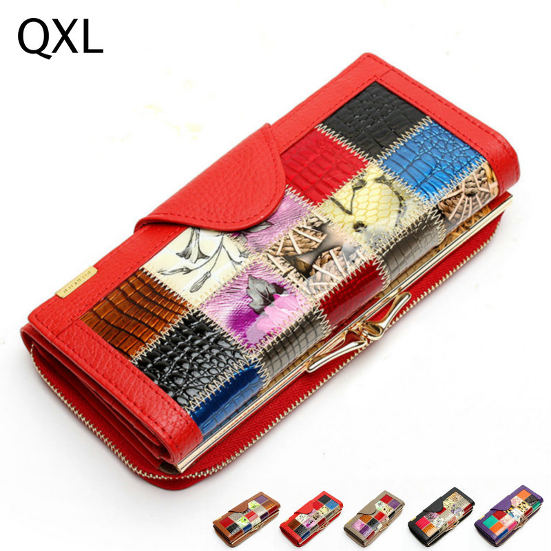 Large Women Clutch Wallets Organizer Long Coin Purse Zipper Credit Cards Genuin Leather Woman Wallet Leather Brand Money Phone