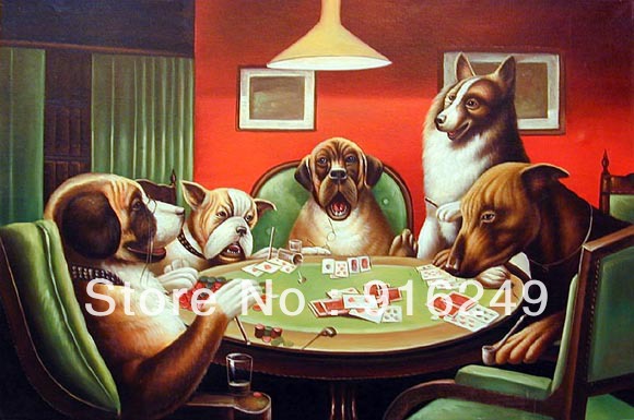 Dogs playing cards