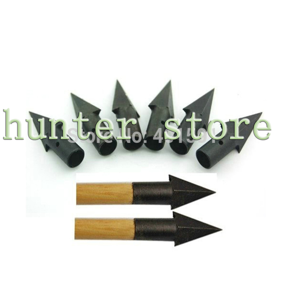 Free ship 7pcs black archery arrow heads broadheads swallow tail shaped bamboo arrow tips for recurve