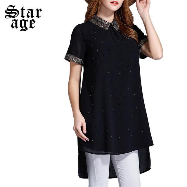 Blusas largas negras Clearance