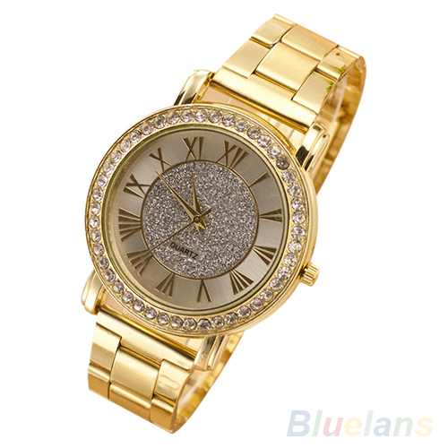 men wristwatches Retro Gold Plated Crystal Business Casual Alloy Analog Quartz Watch 1OTL