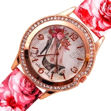 NEW Hot Sale Flower Printed Watch Women New Brand Xinhao Wristwatches Ladies Leather Strap Fashion Casual Watch Analog Quartz