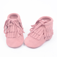 New lace-up 100% Genuine Leather Toddler suede Baby Moccasins Tassel double Fringe Baby soft Shoes First Walkers Infant boots