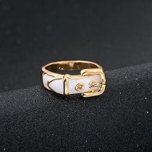 Fashion New Design Strap Rings For Women Gold Plated Men Ring White Enamel Ring Free Shipping