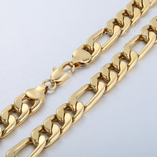 5 6 9 10mm Figaro Link Chain 18K Gold Filled Necklace Men s chain Women necklace