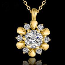 N848 Charming Women Necklace Party 18K Gold Plated Flower Austrian Crystal Pendant Necklace Jewlery Vintage Statement